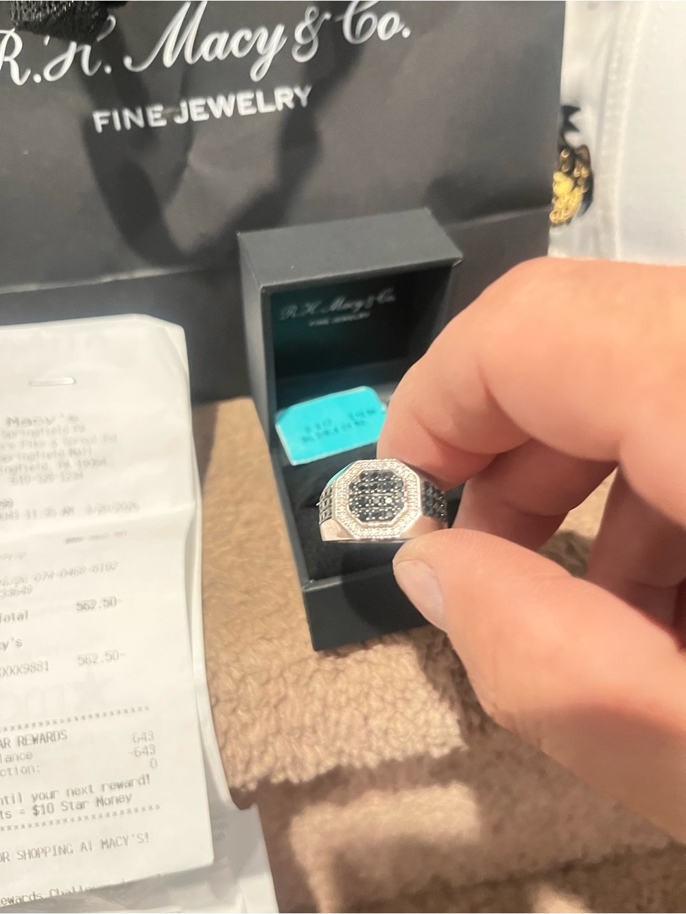 NEW Men’s EFFY .925 silver Ring - w/diamonds and Onyx. Size 8